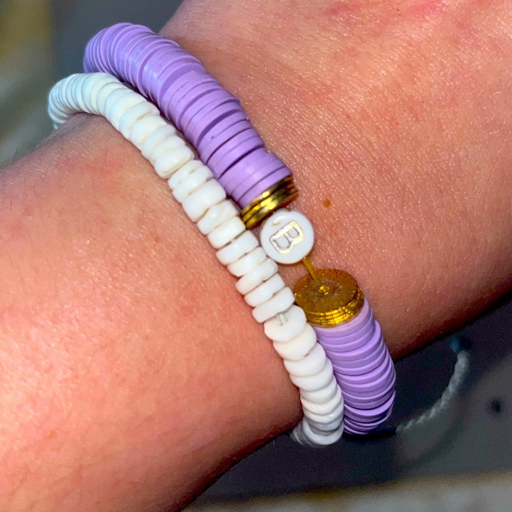2 Bracelets Made w/ Clay Disc Beads